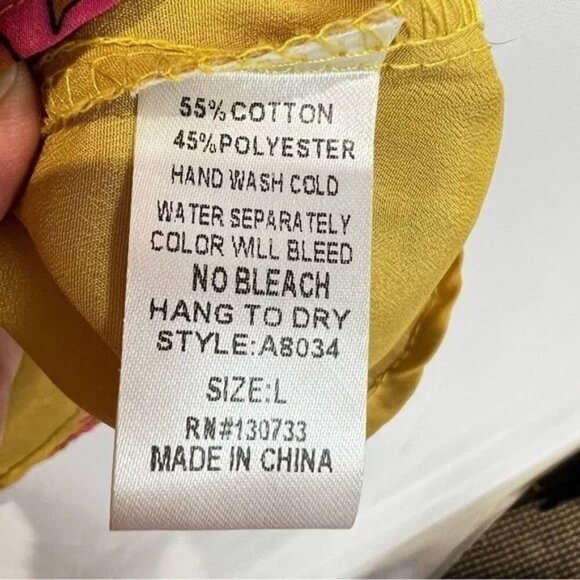 Umgee Pink & Orange Patterned Print Dolman Sleeve Dress Size L - Picture 5 of 7